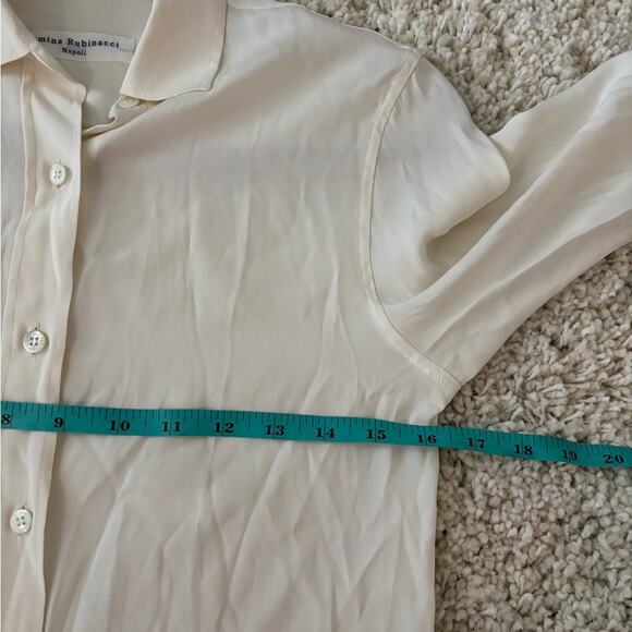 Amina Rubinacci White Silk Button Down Shirt - Picture 8 of 9